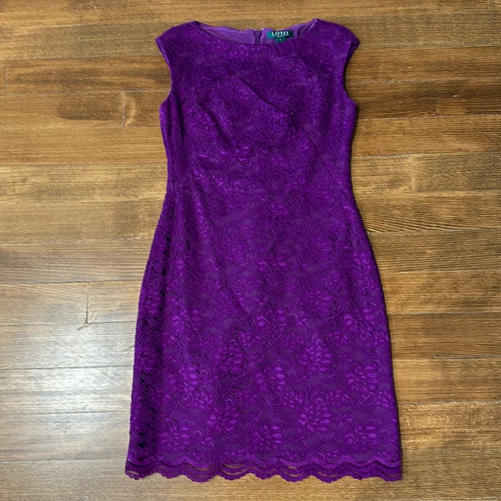 Lauren Ralph Lauren purple lace dress size 8